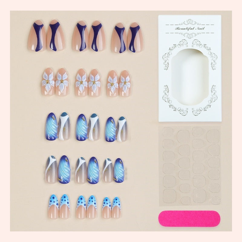 Nail set with creative floral design and sparkling accents Kalsten