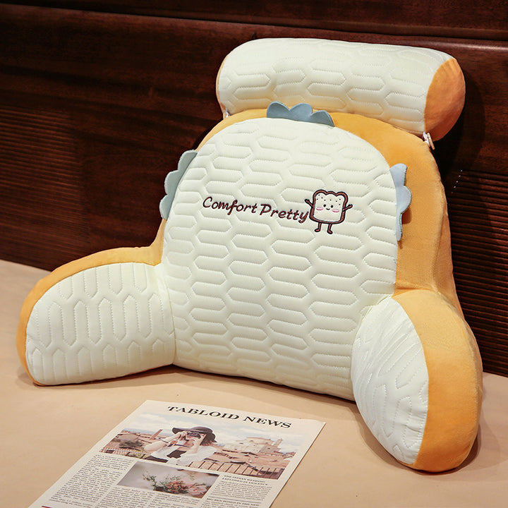 Ergonomic reading pillow with armrests, neck roll and non-slip cover