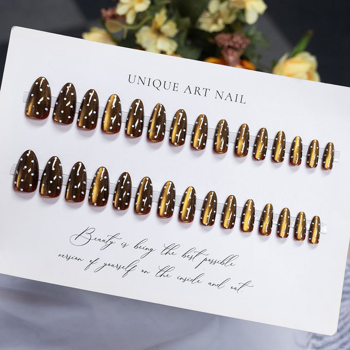 Artistic Stiletto Press-On Nails with Polka Dot Design