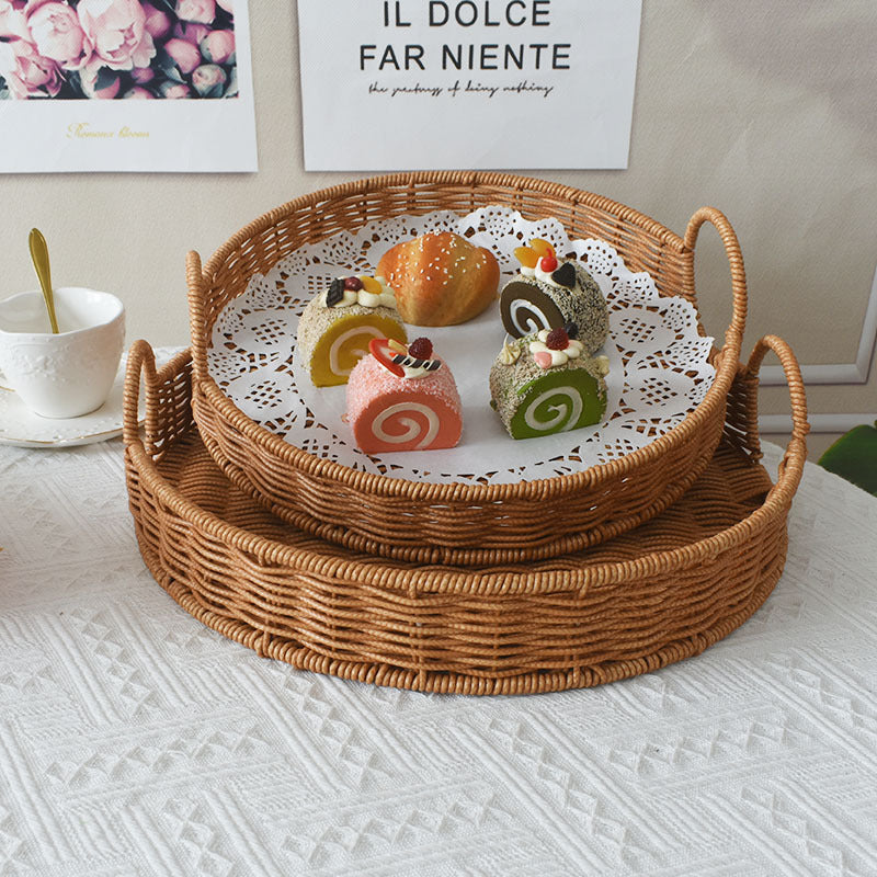 Round Rattan Serving Tray Kalsten