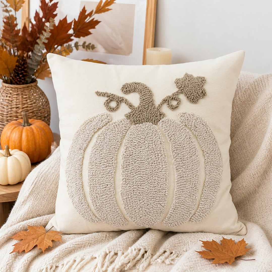 Decorative Tufted Pumpkin Throw Pillow Cover