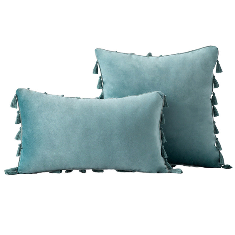 Velvet Tassel-Trim Square and Lumbar Decorative Pillow Set