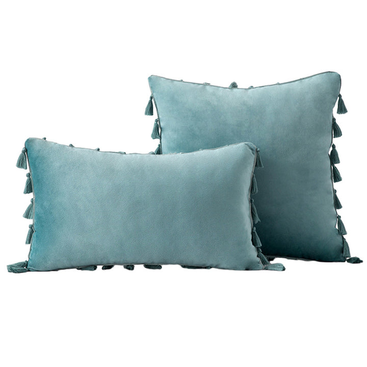 Velvet Tassel-Trim Square and Lumbar Decorative Pillow Set