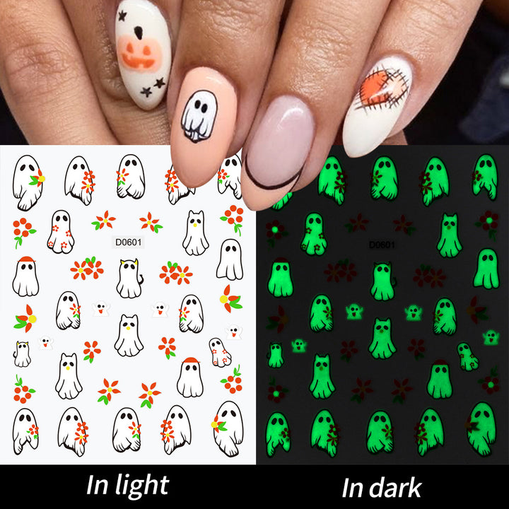 Glow-in-the-Dark Ghost Nail Art Sticker Set