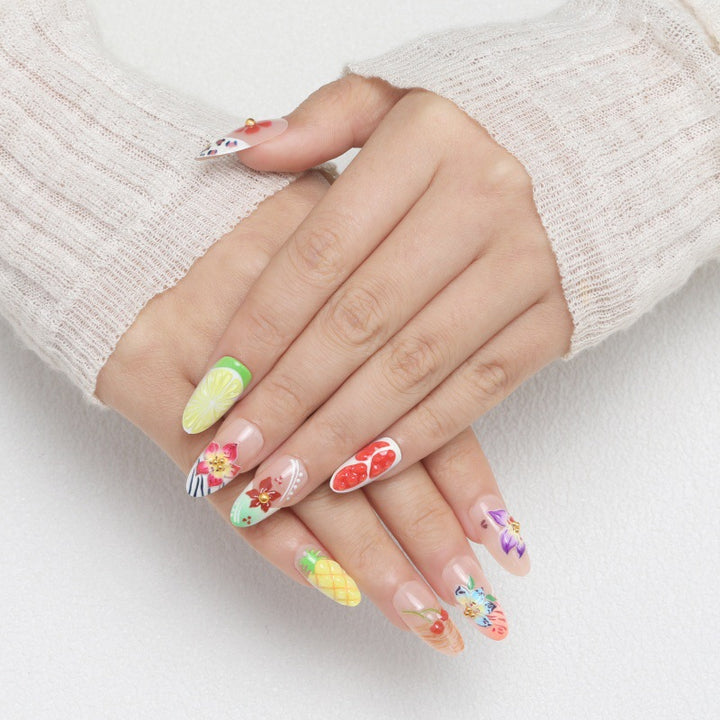 Flower Motif Artificial Nails Kalsten