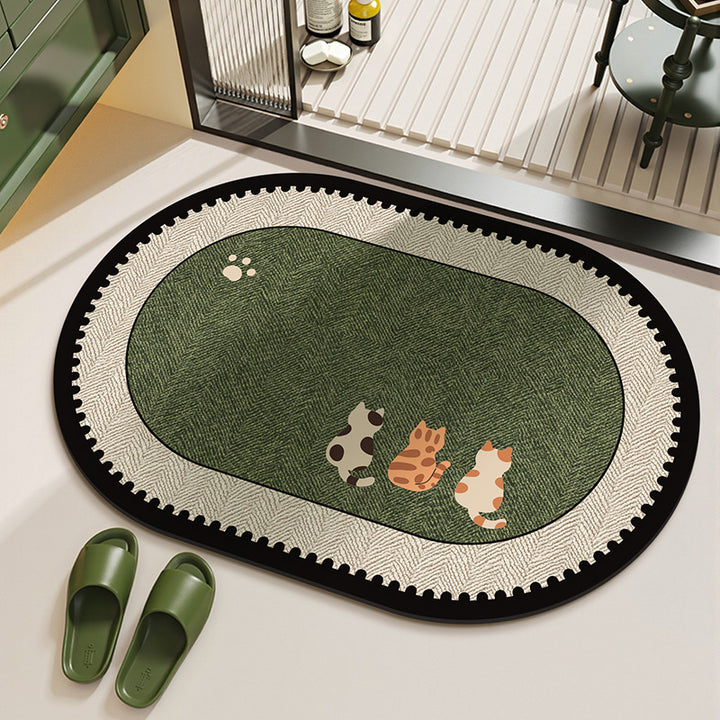 Cat-Themed Plush Kitchen Area Mat Kalsten