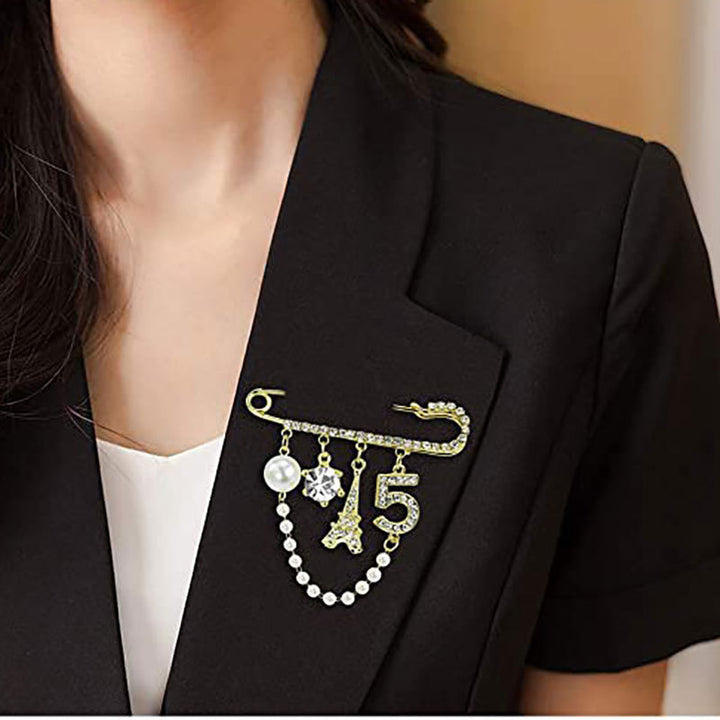 Elegant Brooch with Pearls and Rhinestones Kalsten