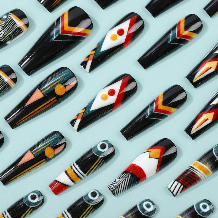 Artificial nails with creative tribal design Kalsten