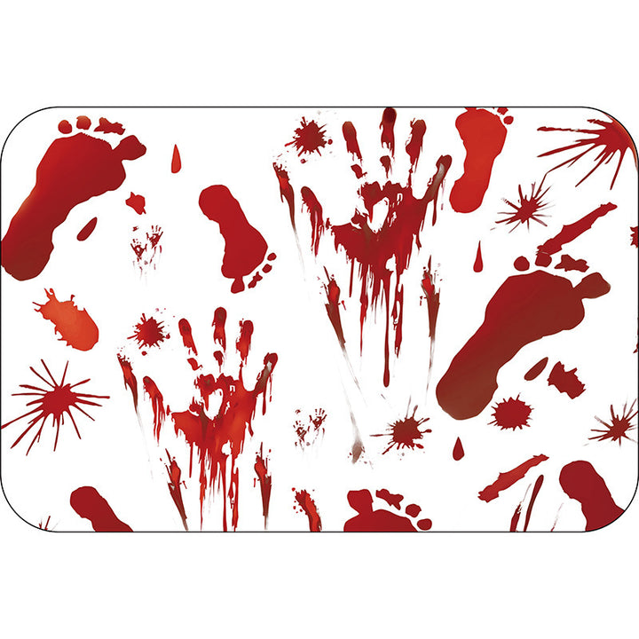 Novelty Horror-Themed Absorbent Door Mat With Bloody Handprint Design And Non-Slip Backing