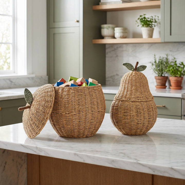 Playful storage basket in the shape of a pear Kalsten
