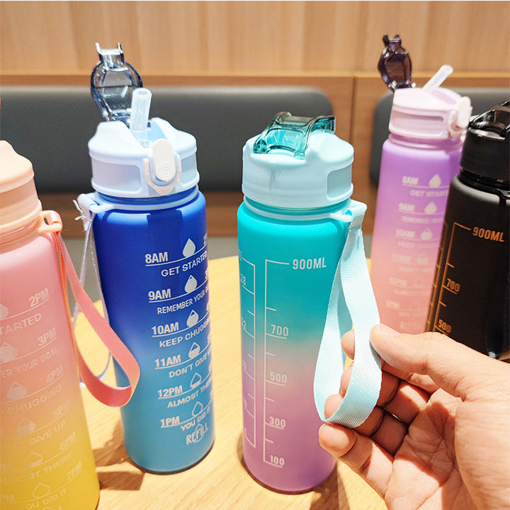 Women Motivating Water Bottle with Integrated Time Markers Kalsten