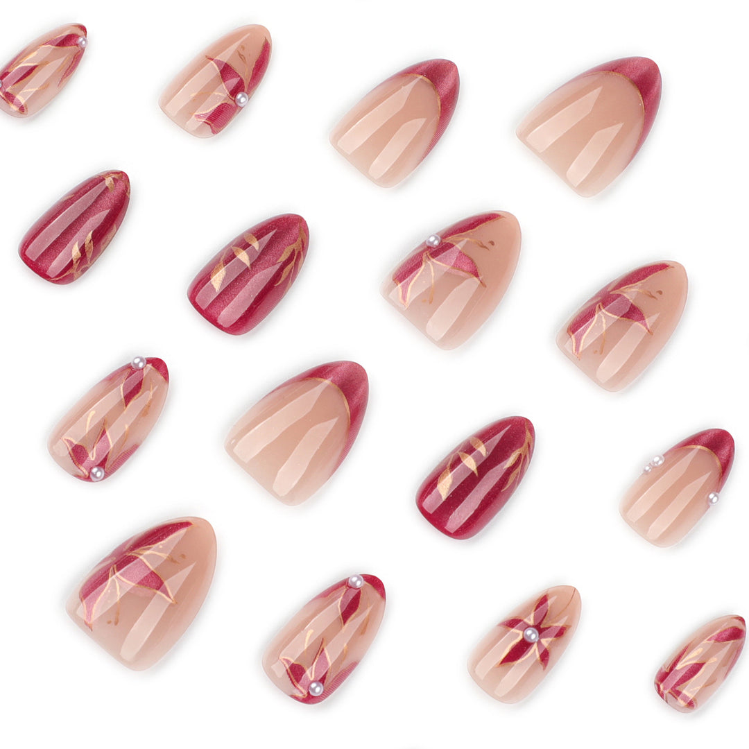 Artistic Nail Extensions with retro-inspired floral design Kalsten