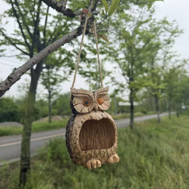 Wooden Owl Bird Feeder Kalsten
