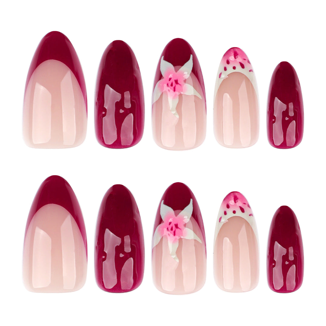 Artistic nail art with floral accents and glossy finish Kalsten
