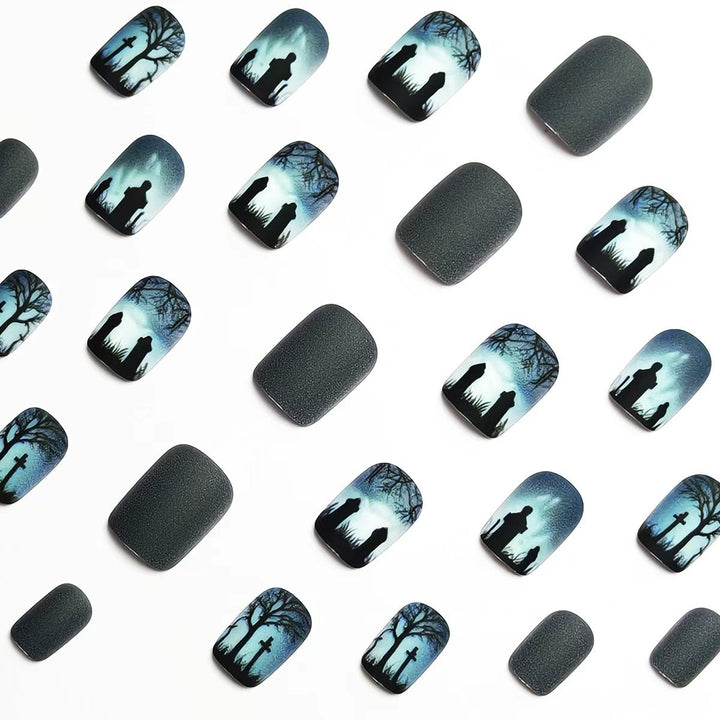Creative nail art with dramatic tombstone design Kalsten