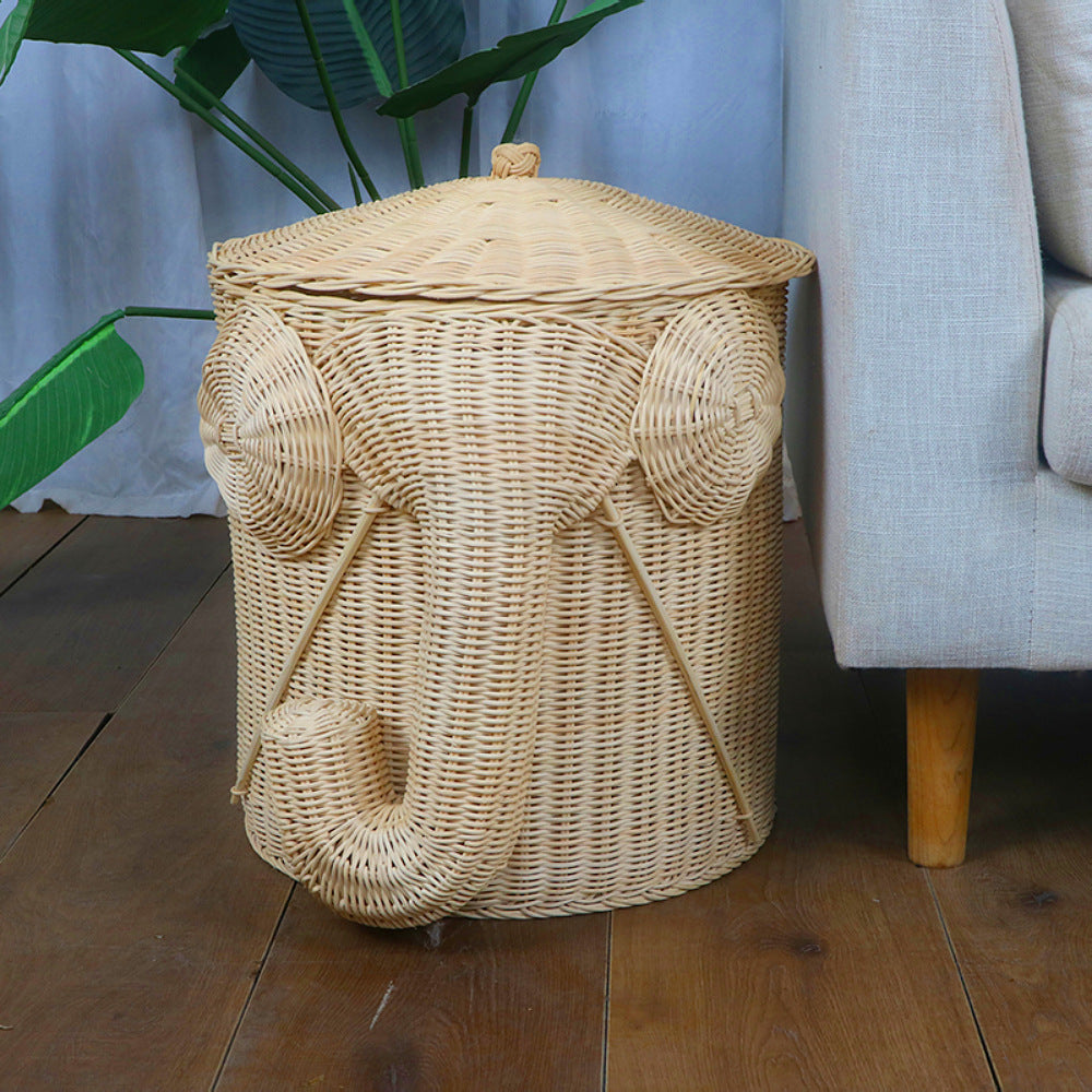 Whimsical Elephant-Themed Woven Storage Bin Kalsten