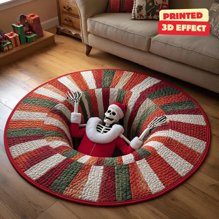 Decorative Christmas-Themed Round Area Rug for Home