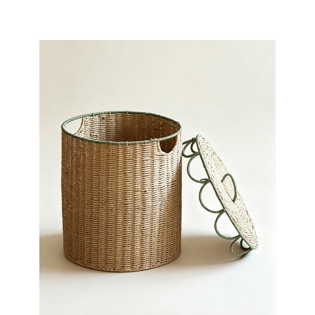 Natural storage basket with lid Kalsten