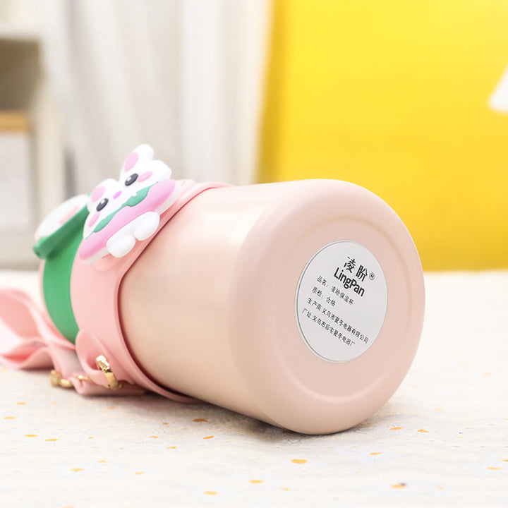Women's insulated drinking bottle with cute animal design and practical carrying strap Kalsten