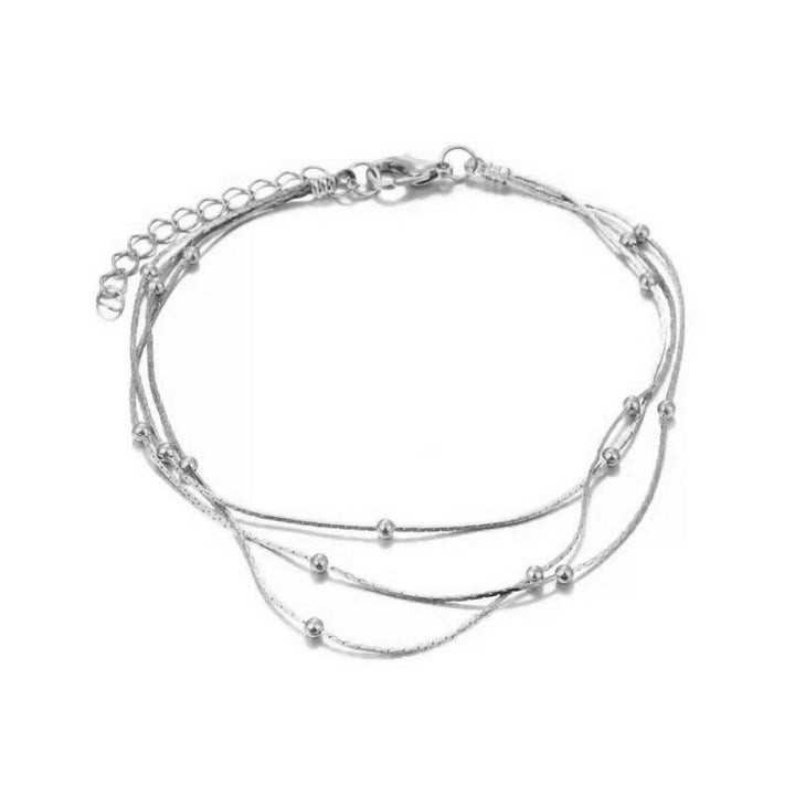 Multi-Strand Silver Beaded Bracelet Kalsten