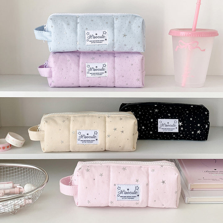 Star Patterned Canvas Pencil Case
