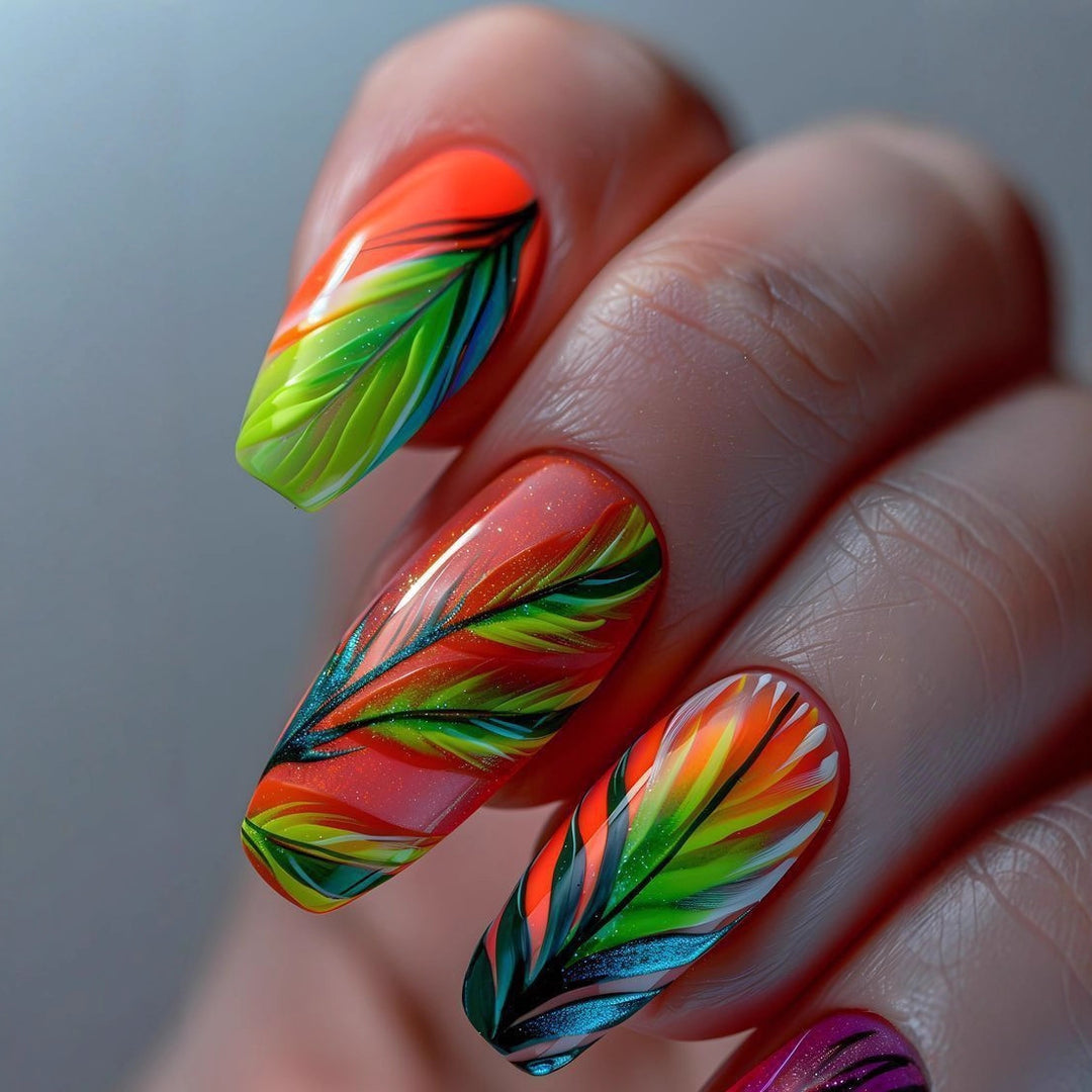 Artificial nails with creative plant designs Kalsten