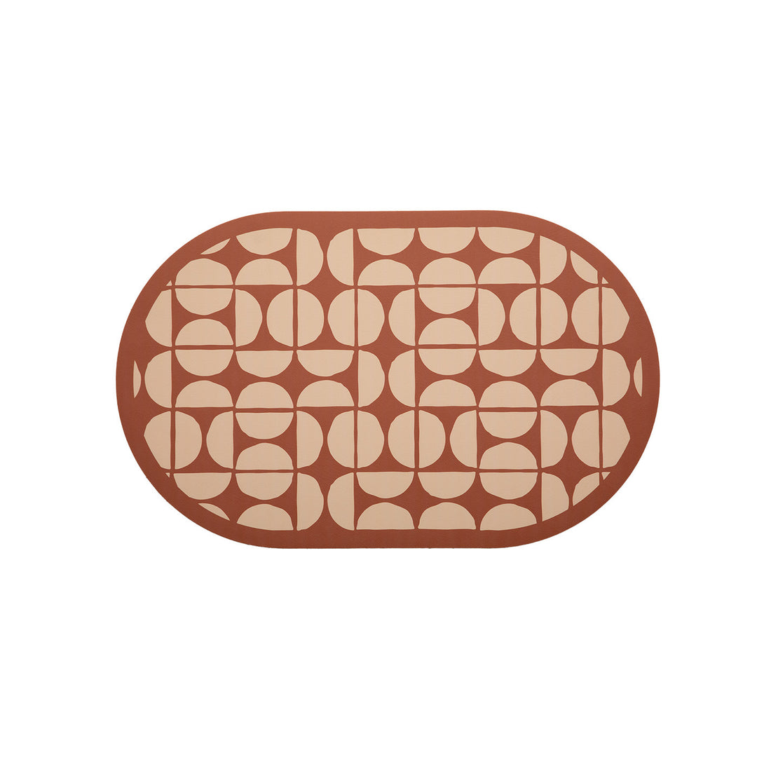Oval wipeable placemat with embossed tulip pattern and non-slip underside Kalsten