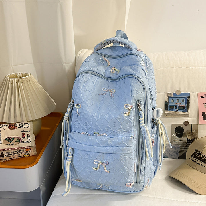 Embroidered Quilted Backpack Kalsten