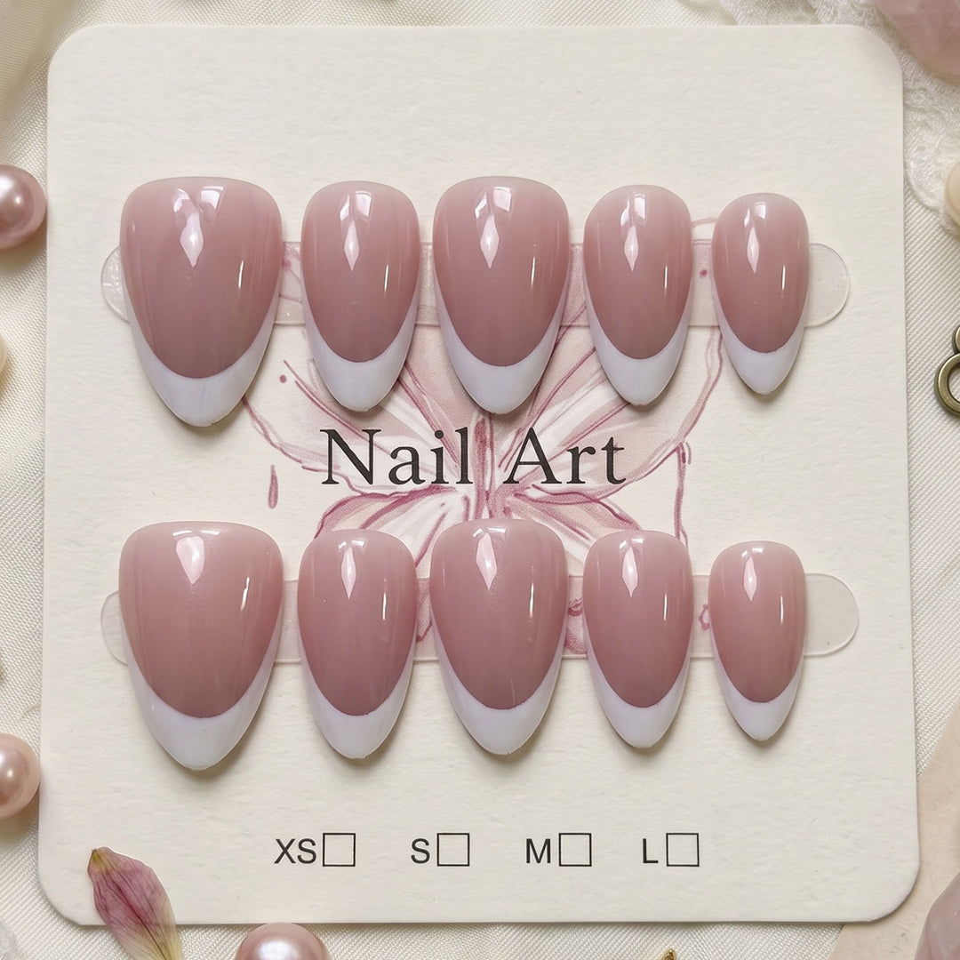 Elegant French Tip Press-On Nails 1790732149