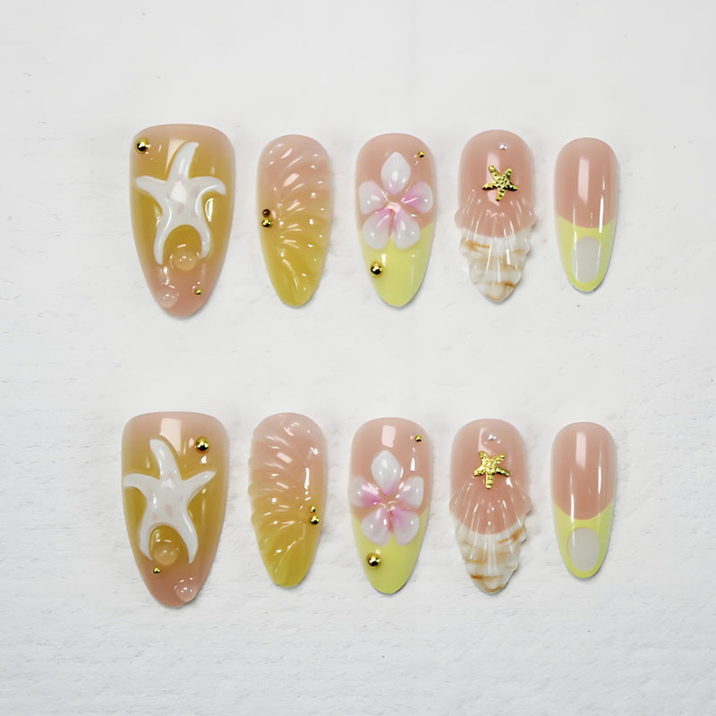 Artificial nail set with floral and maritime accents Kalsten