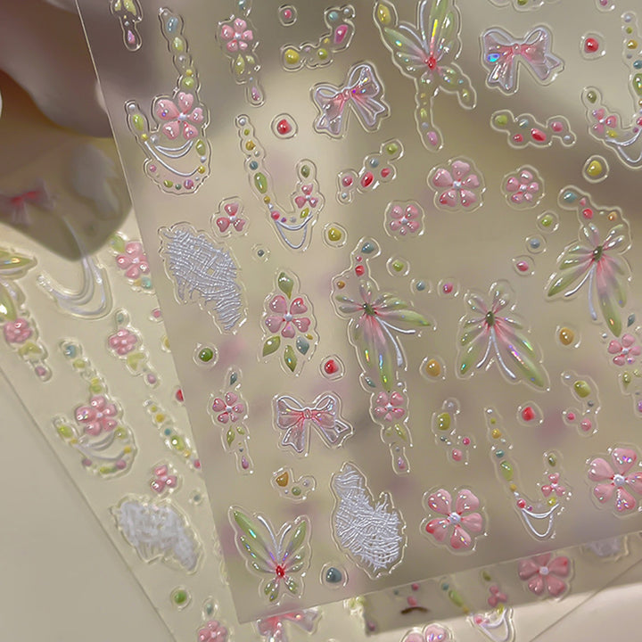 Decorative Floral Nail Art Sticker Sheet