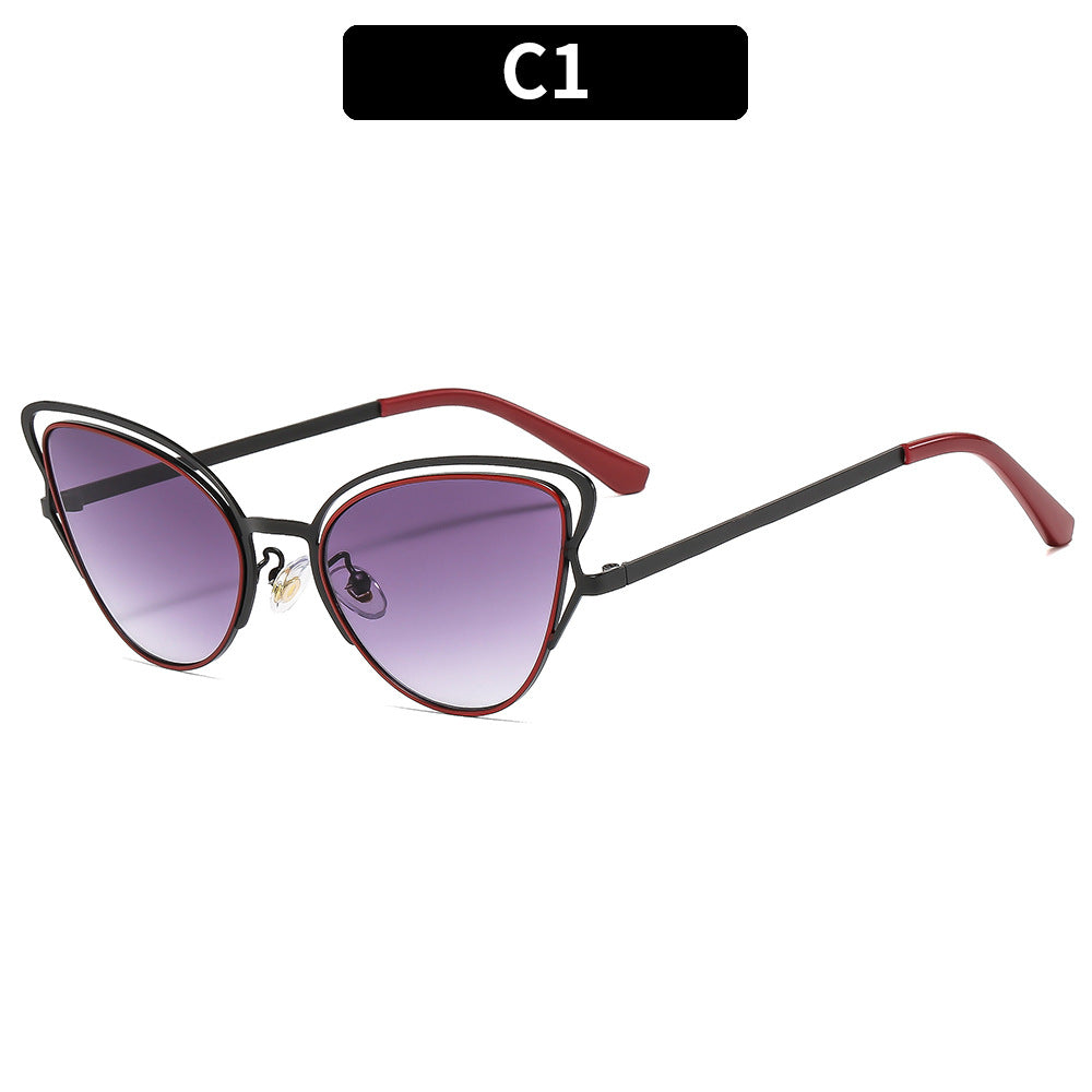 Women's Cat-Eye Sunglasses with Luxurious Metal Frame and High-Quality Gradient Lenses Kalsten