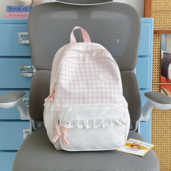 Stylish Gingham Patterned Backpack Kalsten