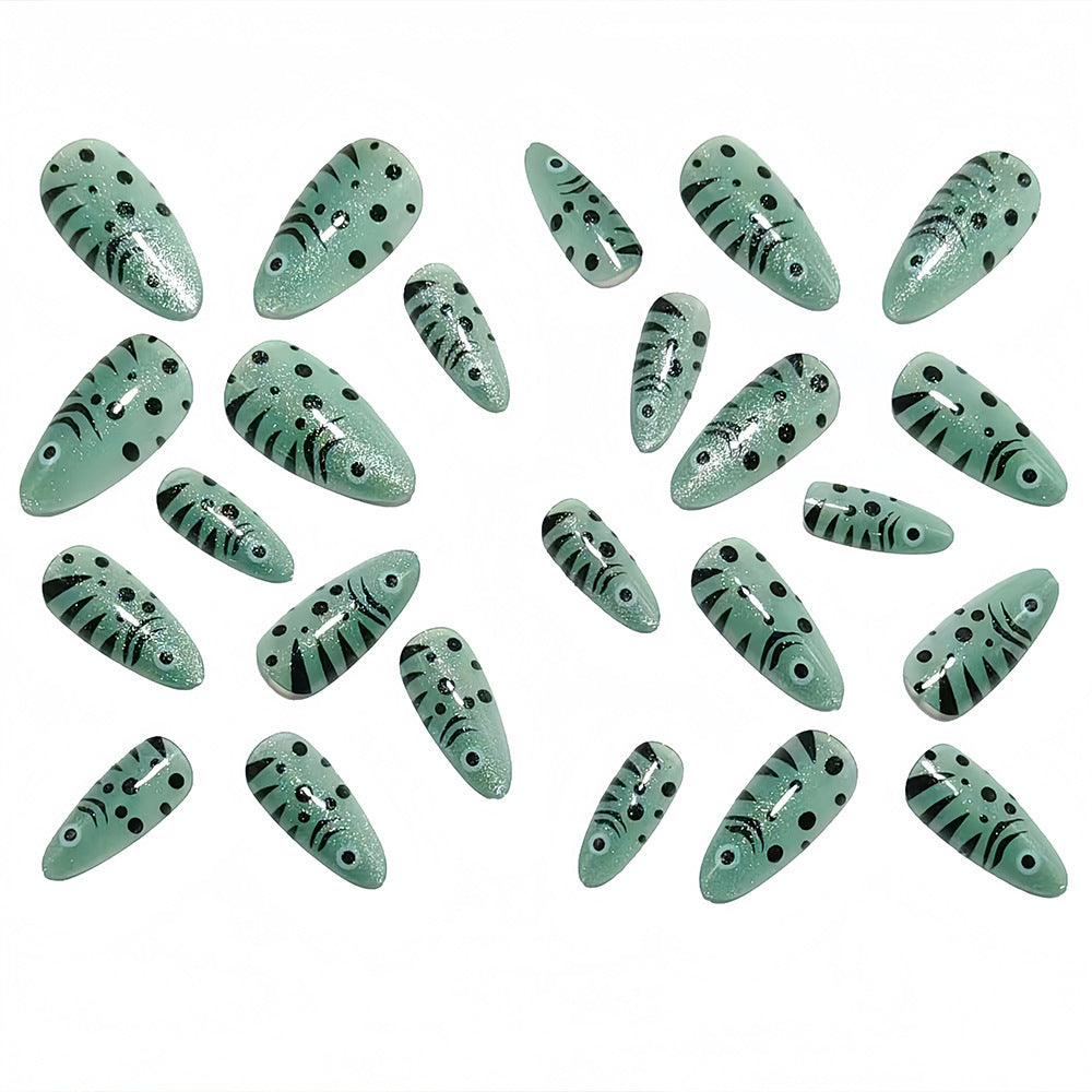 Creative animal motif artificial nails with glitter effects Kalsten