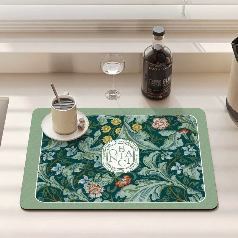 Decorative Floral Print Kitchen Mat for Home