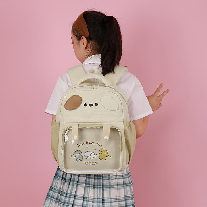 Backpack with Transparent Compartment and Playful Design Kalsten