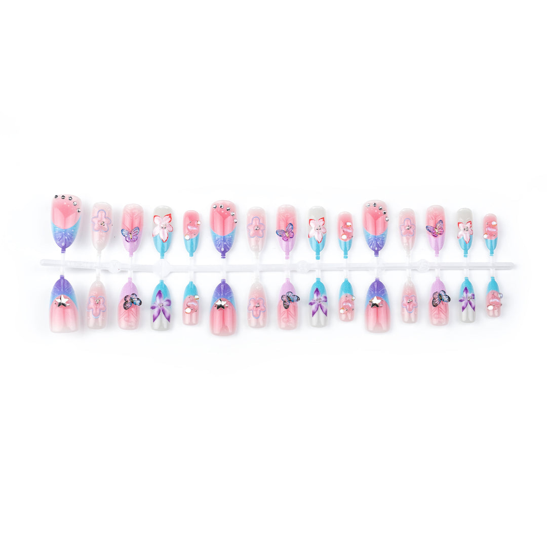 Decorative Press-On Nail Art Set with 3D Designs