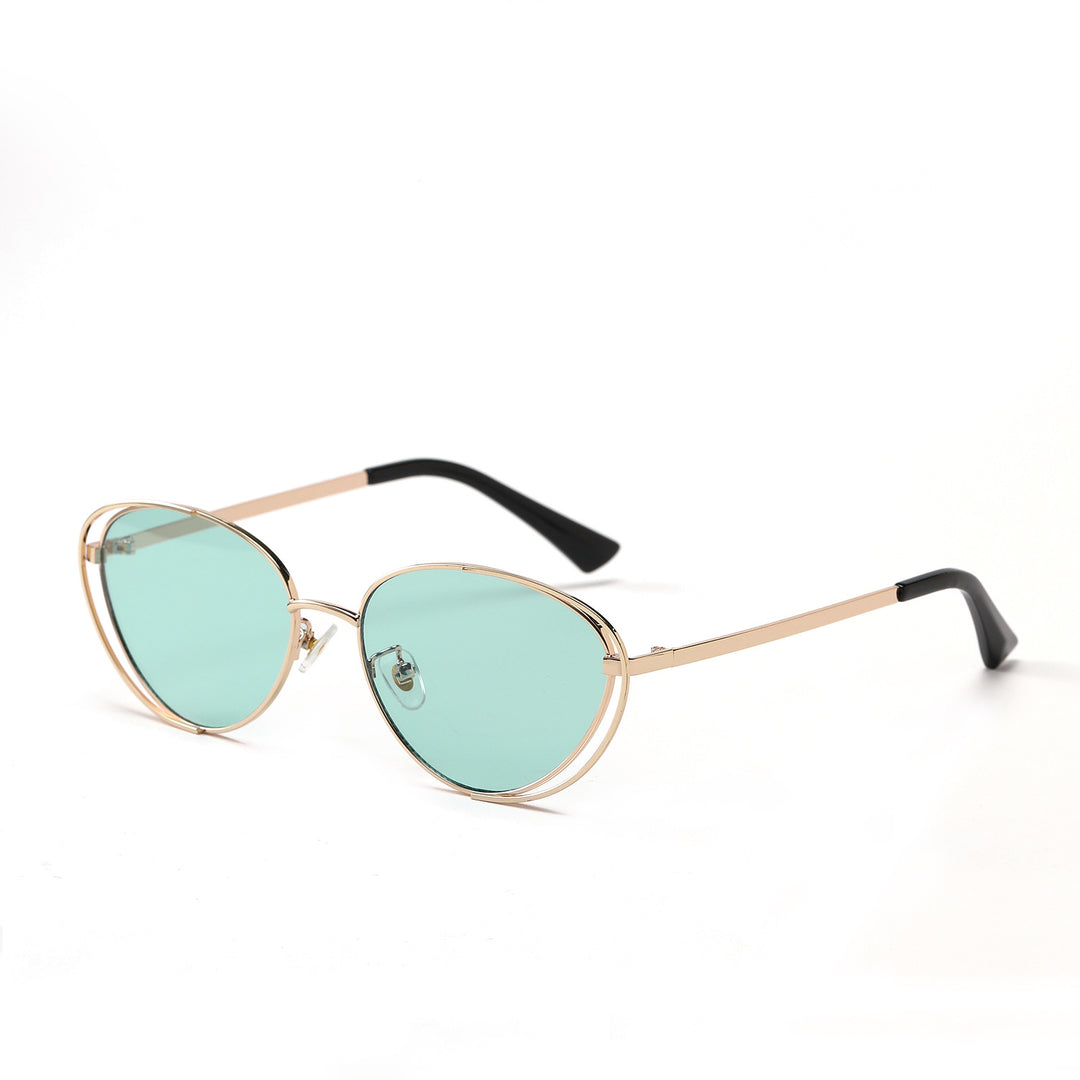 Ladies geometric sunglasses with red lenses and elegant metal frame Kalsten