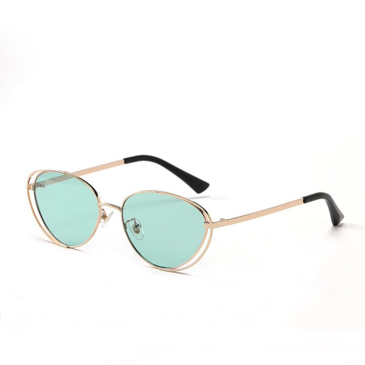 Ladies geometric sunglasses with red lenses and elegant metal frame Kalsten