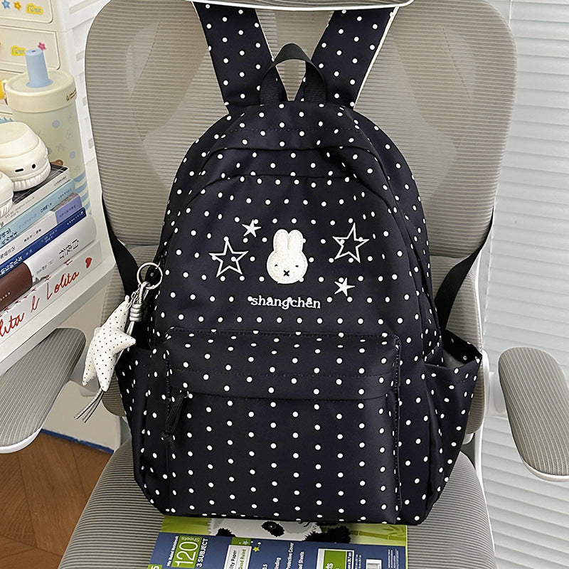 Playful Polka Dot Bunny-Themed Backpack Kalsten