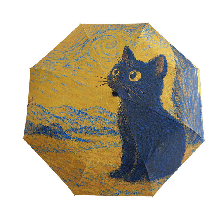 Women's Automatic Folding Umbrella with Cat Design Kalsten