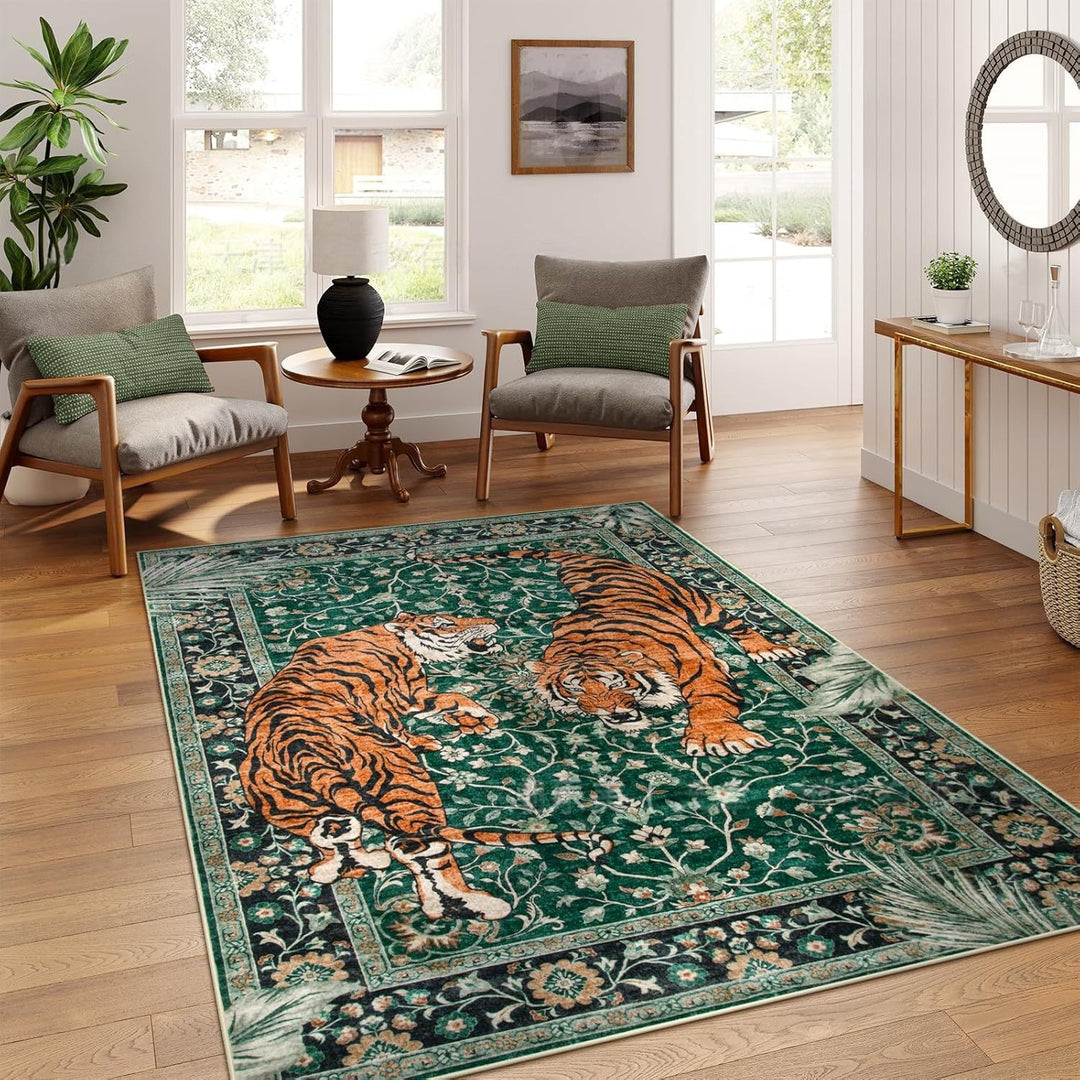 Artistic Tiger Print Area Rug Kalsten
