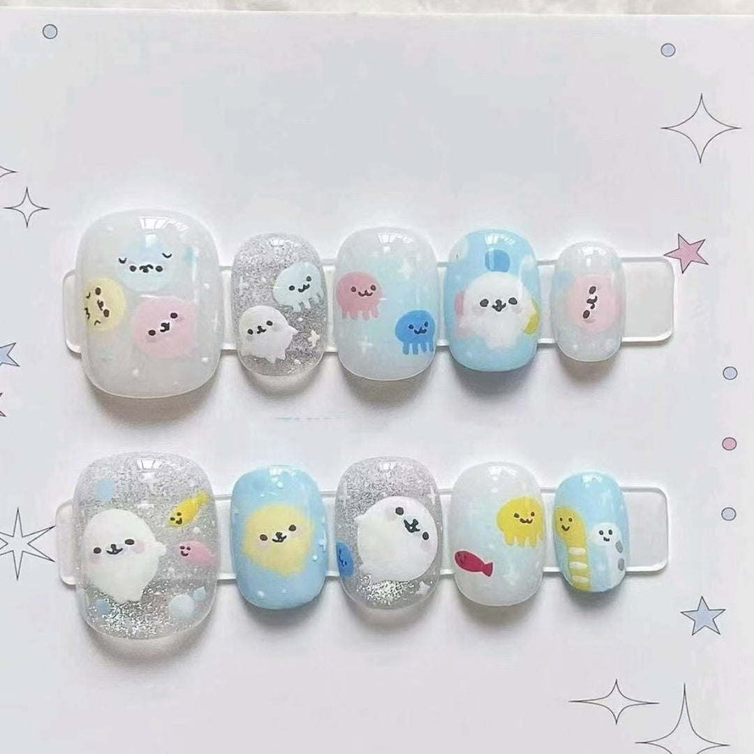 Whimsical Character Press-On Nail Art Set Kalsten