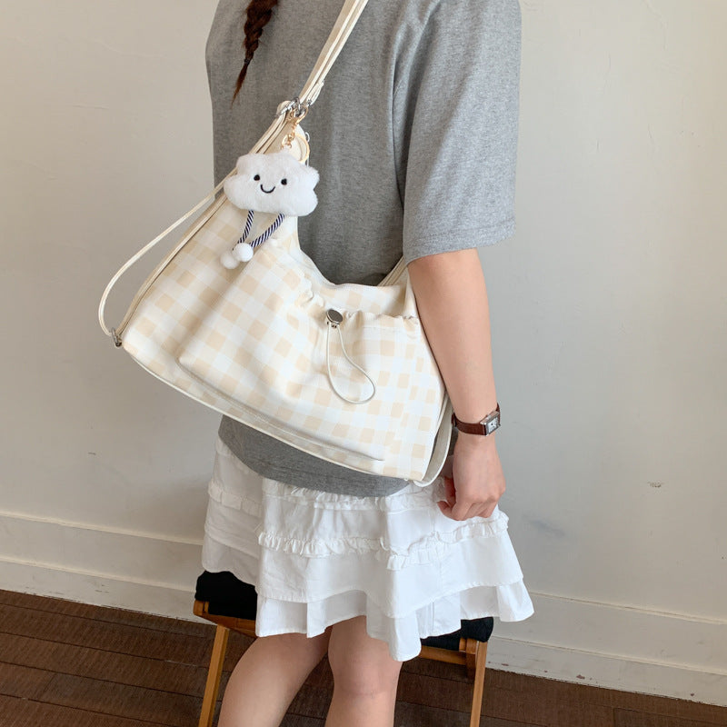 Gingham Print Slouchy Shoulder Bag