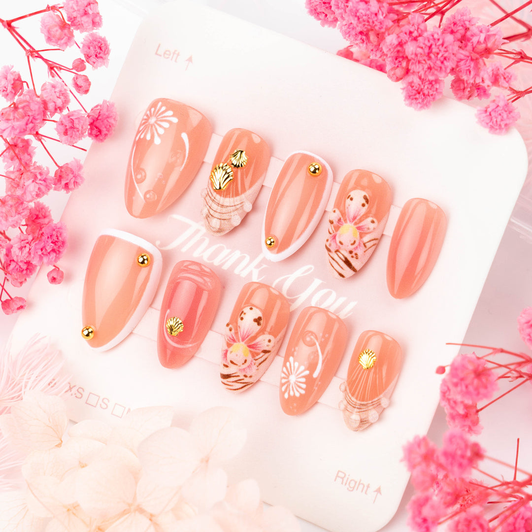 Elegant Floral Press-On Nail Art Design Kalsten