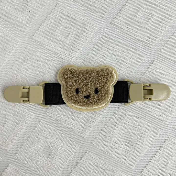 Plush Teddy Pacifier Clip with Safety Buckle and Elastic Strap