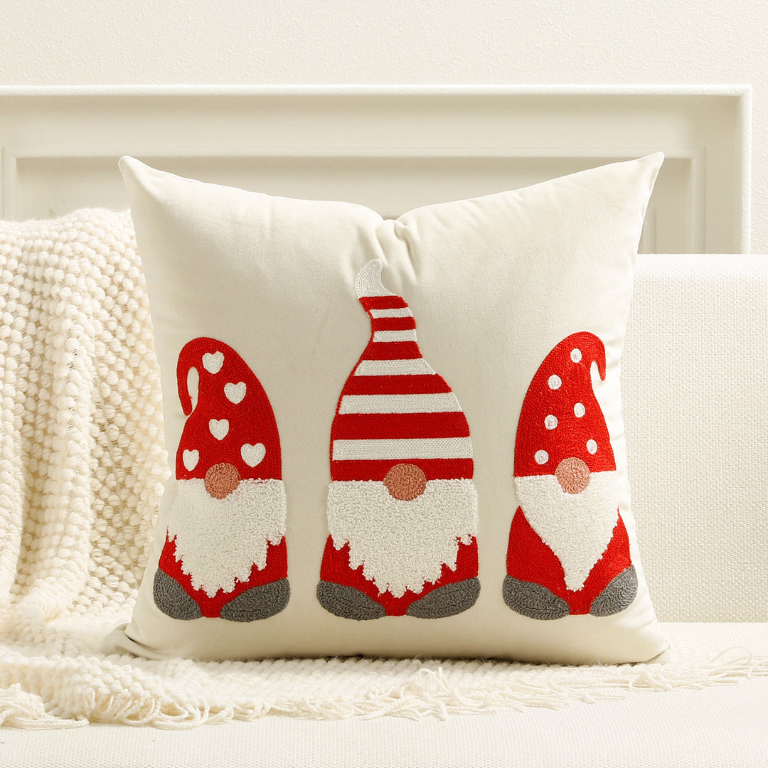 Festive Embroidered Bear Square Throw Pillow Cover