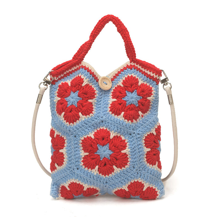 Crochet Floral Tote Bag