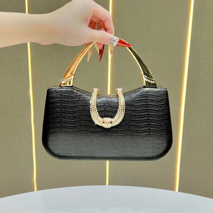 Crocodile-Effect Evening Handbag