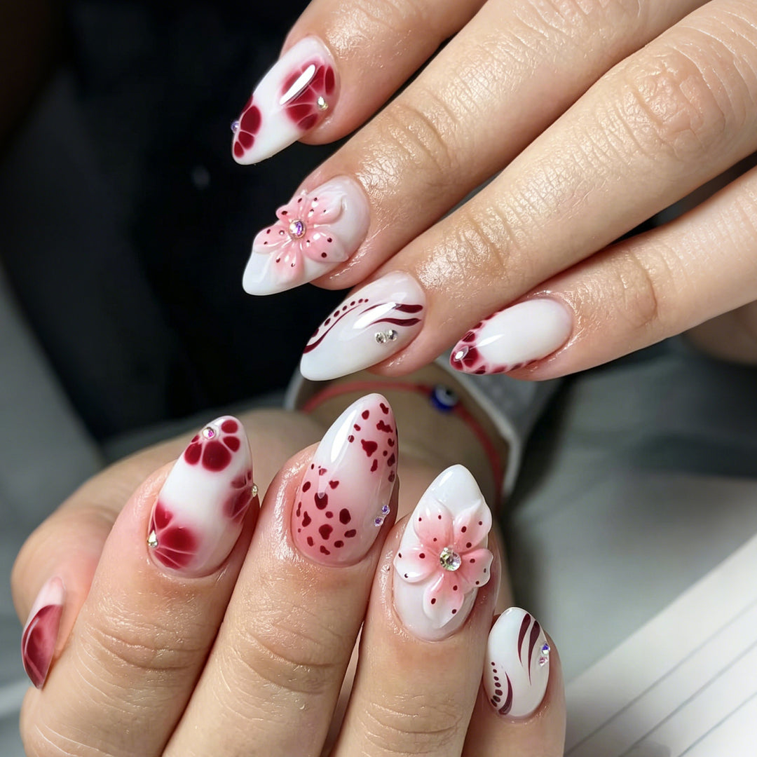 Artistic Floral Embellished Press-On Nail Set Kalsten 1790636347